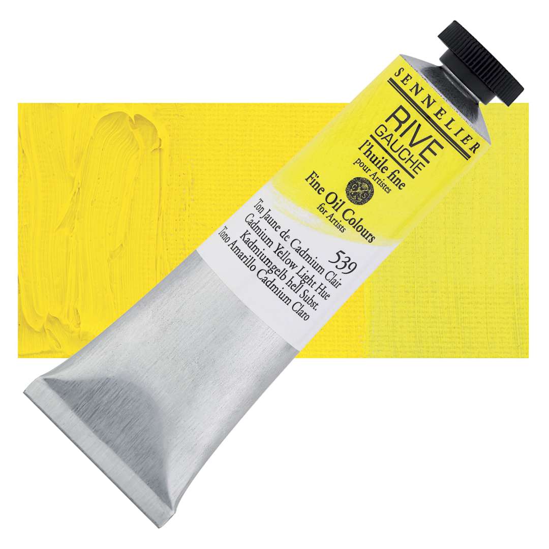 Open in modal - Sennelier Rive Gauche Artists Oil Color - Cadmium Yellow Light Hue, 40 ml tube and swatch