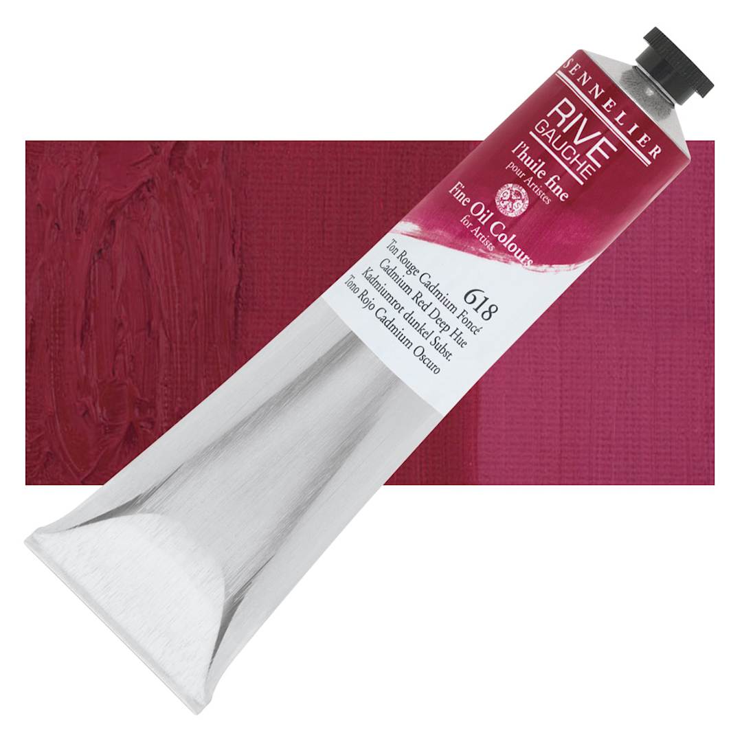 Open in modal - Sennelier Rive Gauche Artists Oil Color - Cadmium Red Deep Hue, 200 ml tube and swatch