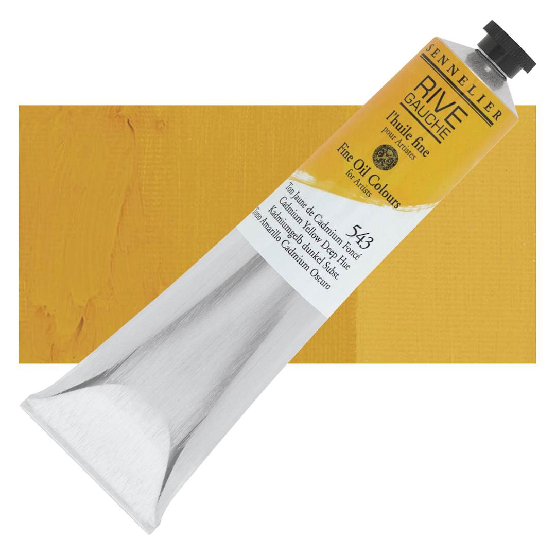 Open in modal - Sennelier Rive Gauche Artists Oil Color -  Camdium Yellow Deep Hue, 200 ml tube and swatch
