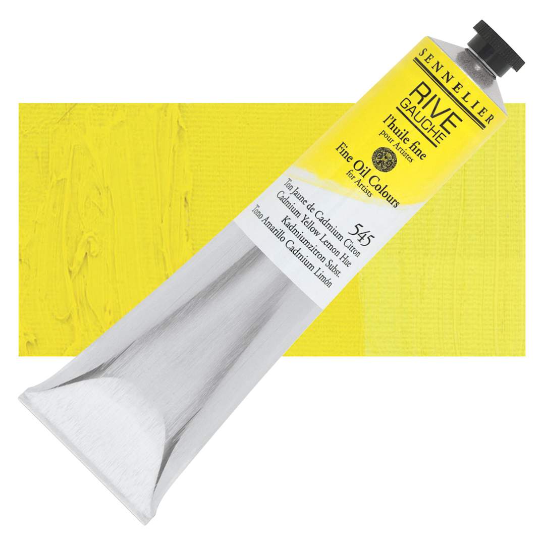 Open in modal - Sennelier Rive Gauche Artists Oil Color - Cadmium Yellow Lemon Hue, 200 ml tube and swatch