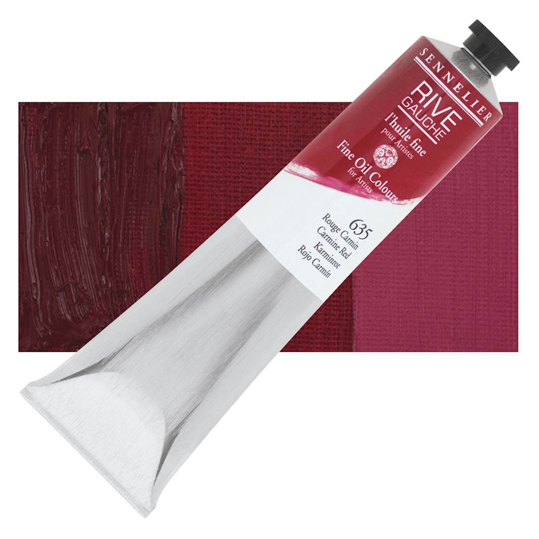 Open in modal - Sennelier Rive Gauche Artists Oil Color - Carmine Red, 200 ml tube and swatch