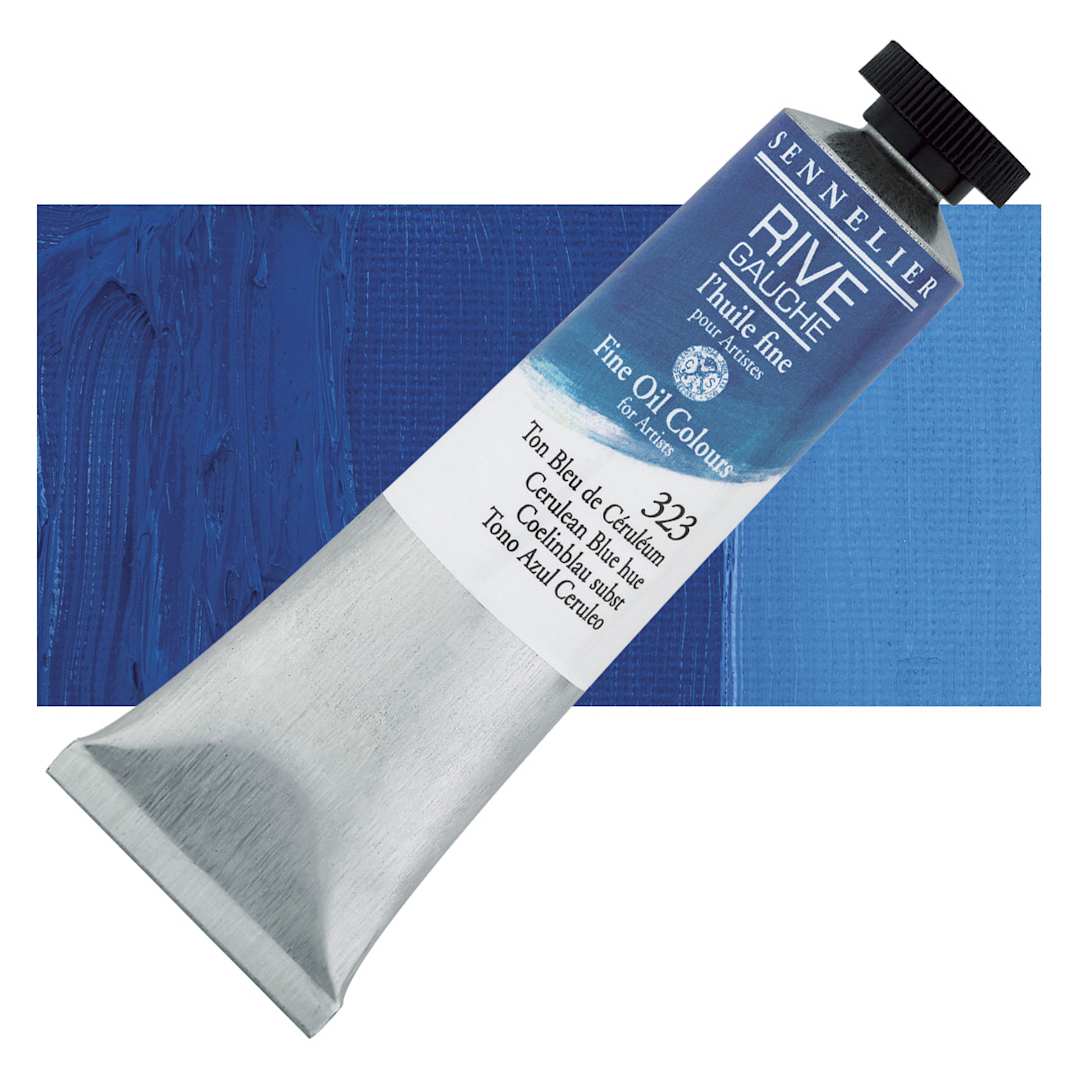 Open in modal - Sennelier Rive Gauche Artists Oil Color - Cerulean Blue Hue, 40 ml tube and swatch