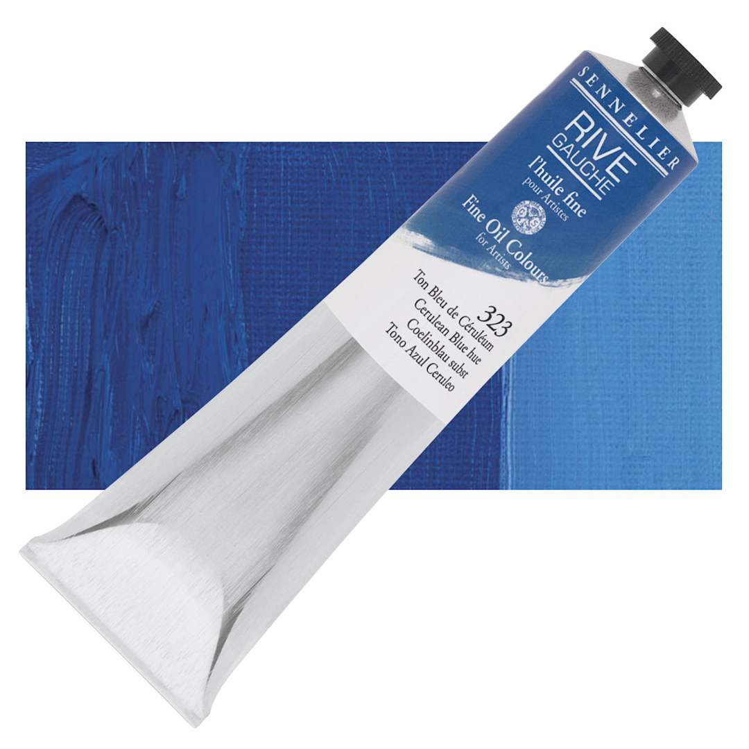 Open in modal - Sennelier Rive Gauche Artists Oil Color -  Cerulean Blue Hue, 200 ml tube and swatch