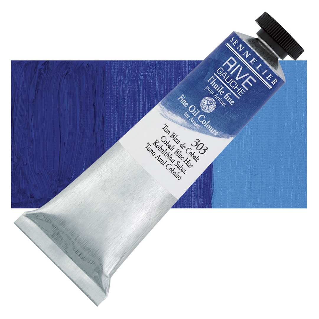 Open in modal - Sennelier Rive Gauche Artists Oil Color - Cobalt Blue Hue, 40 ml tube and swatch