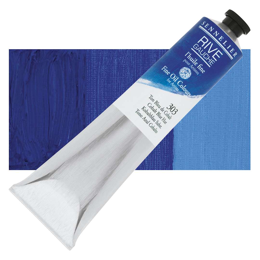 Open in modal - Sennelier Rive Gauche Artists Oil Color - Cobalt Blue Hue, 200 ml tube and swatch