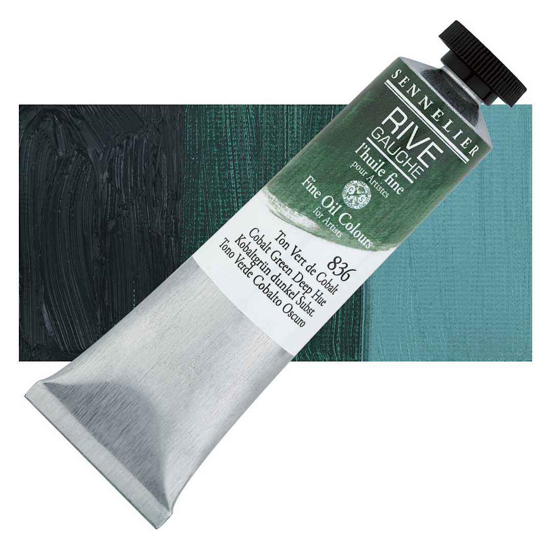 Open in modal - Sennelier Rive Gauche Artists Oil Color - Cobalt Green Deep Hue, 40 ml tube and swatch