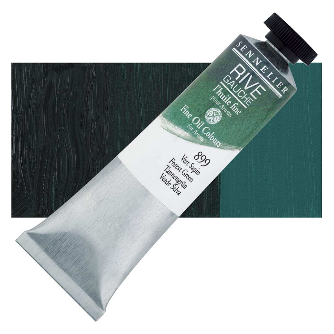 Open in modal - Sennelier Rive Gauche Artists Oil Color - Forest Green, 40 ml tube and swatch
