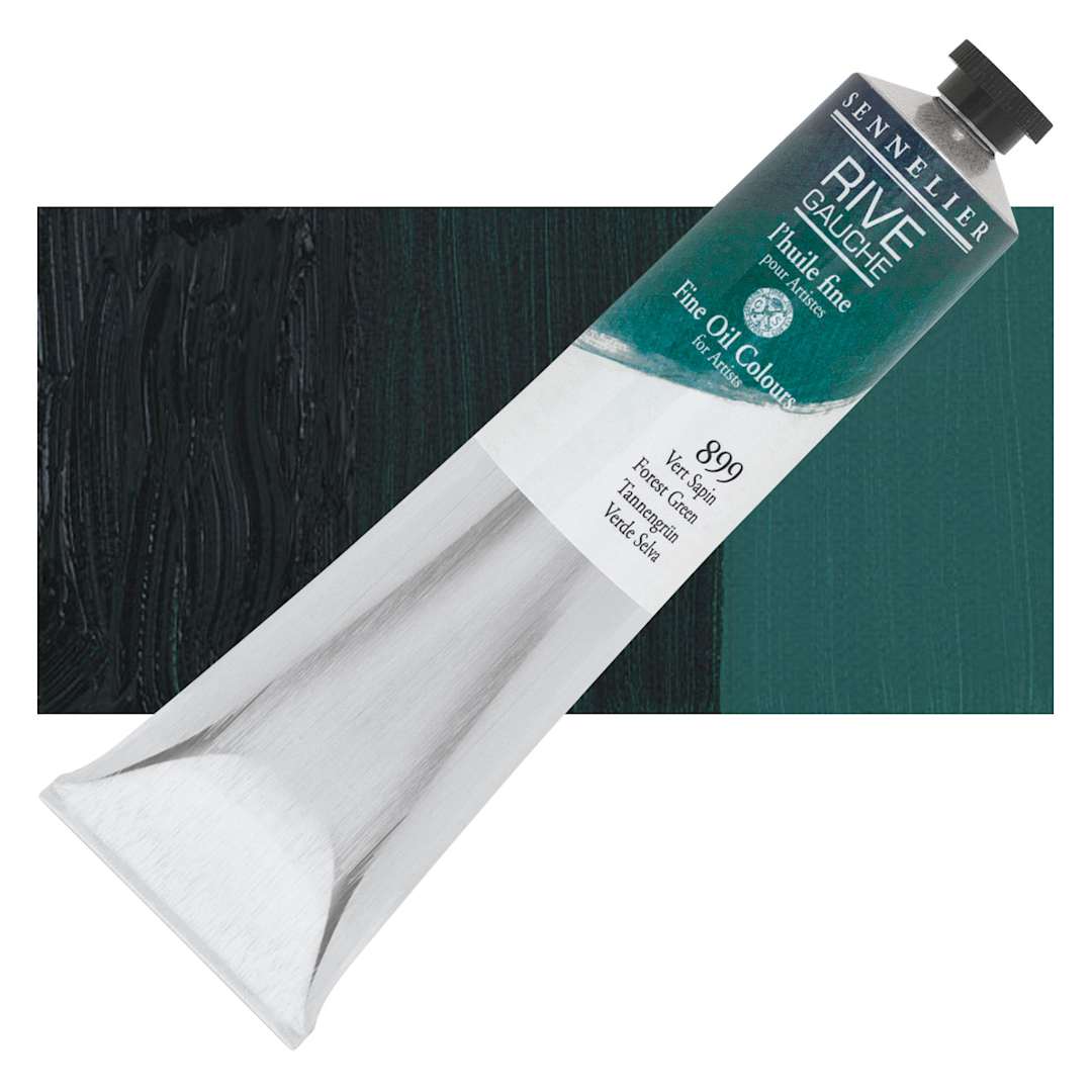 Open in modal - Sennelier Rive Gauche Artists Oil Color - Forest Green, 200 ml tube and swatch