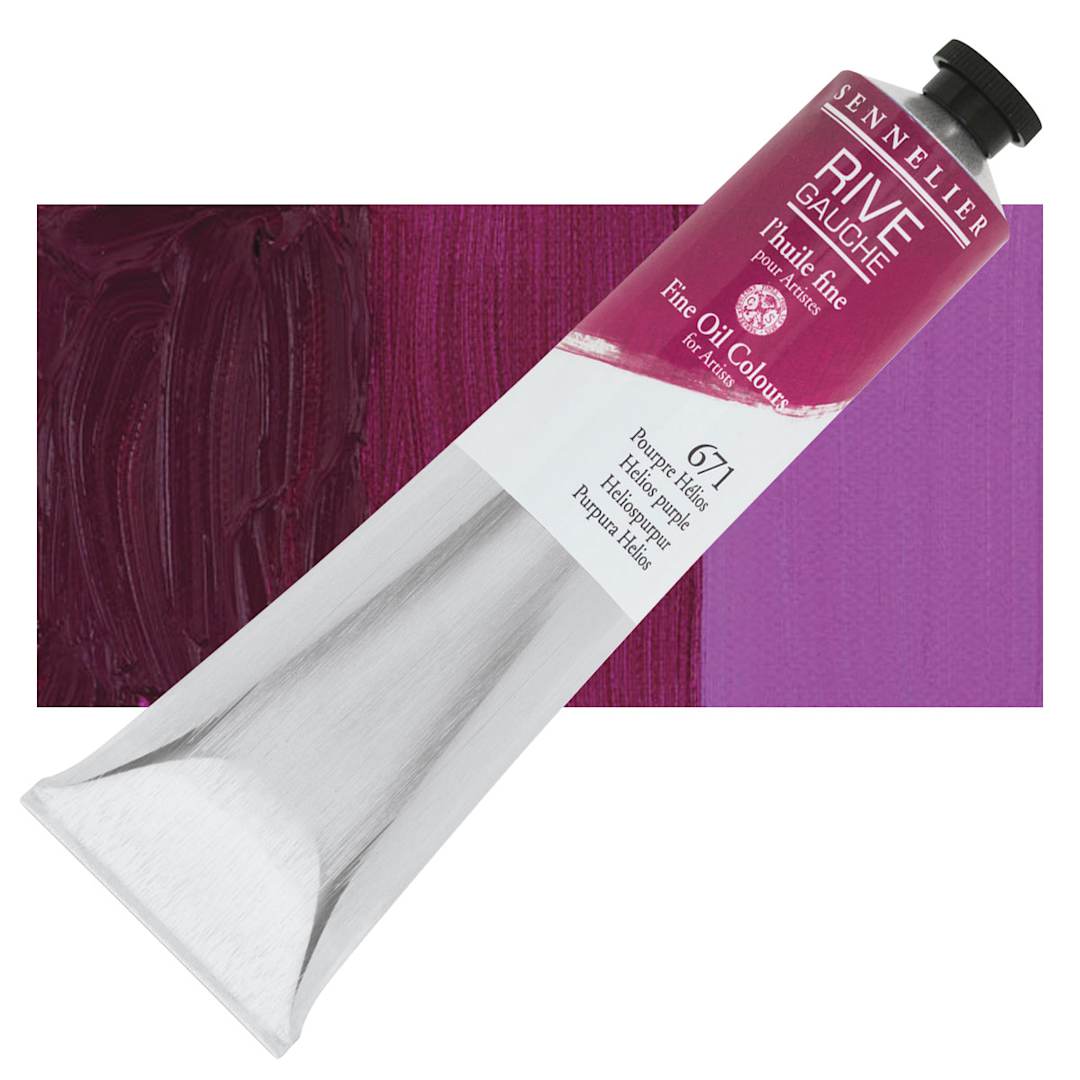 Open in modal - Sennelier Rive Gauche Artists Oil Color - Helios Purple, 200 ml tube and swatch