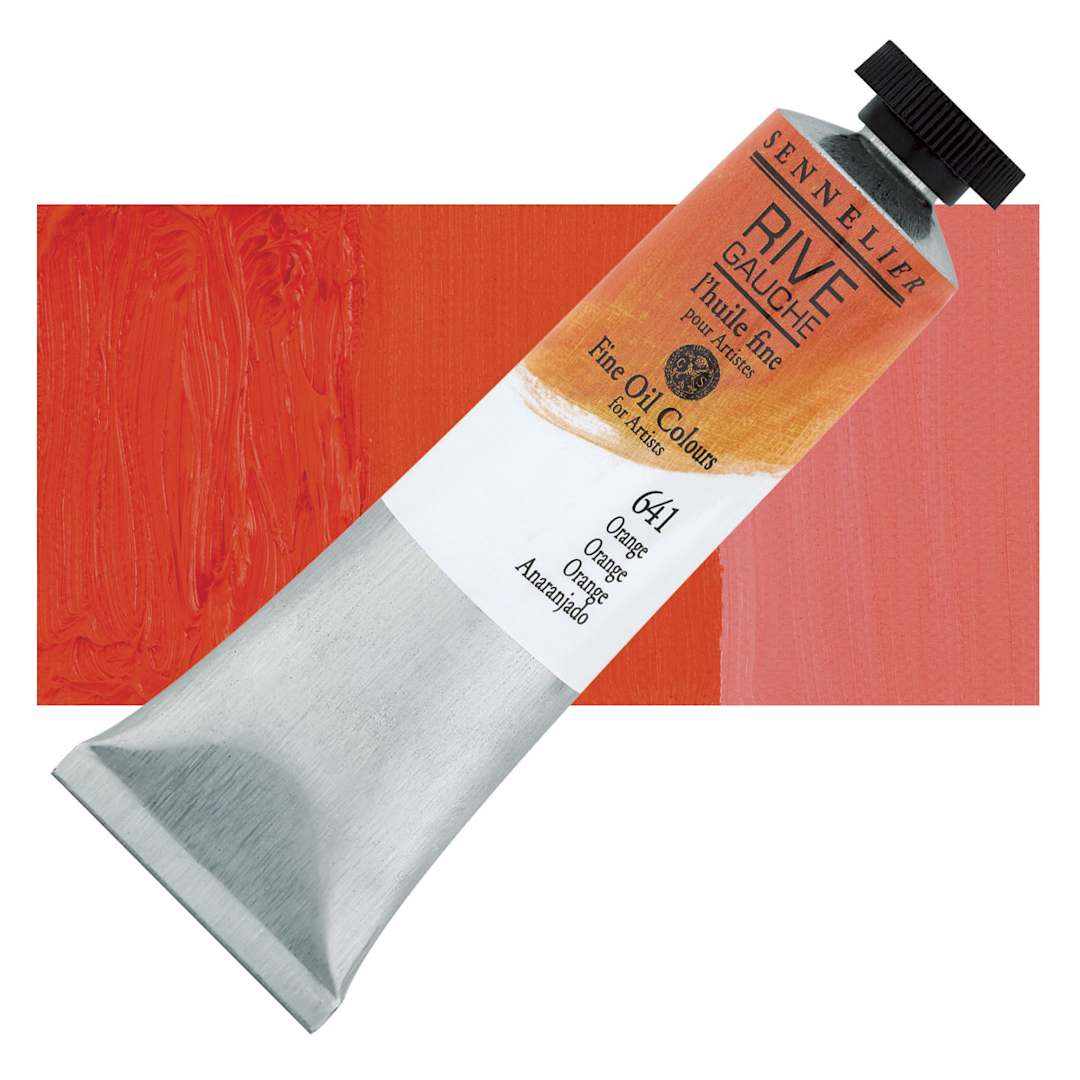 Open in modal - Sennelier Rive Gauche Artists Oil Color - Orange, 40 ml tube and swatch