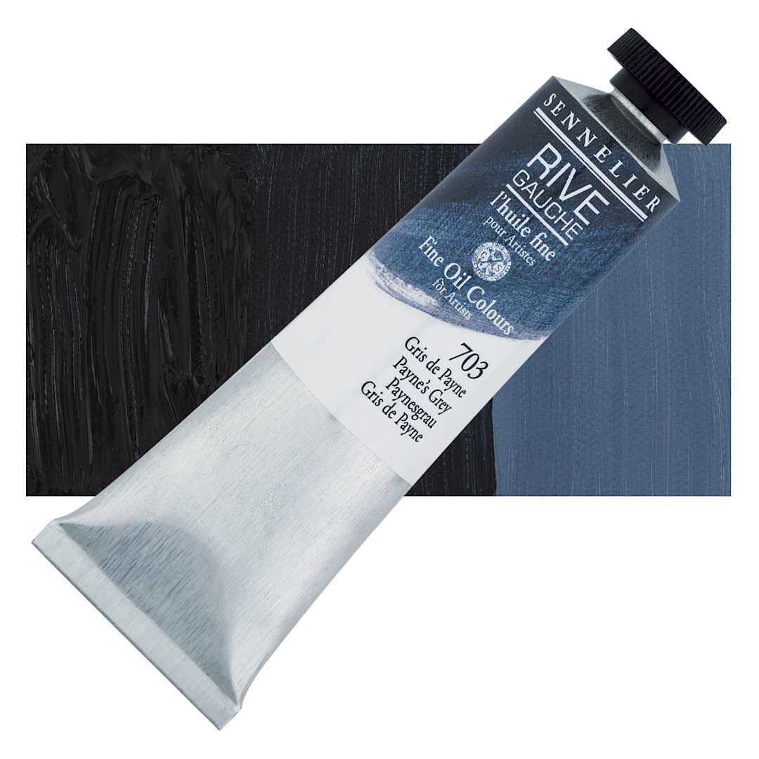 Open in modal - Sennelier Rive Gauche Artists Oil Color - Payne's Grey, 40 ml tube and swatch