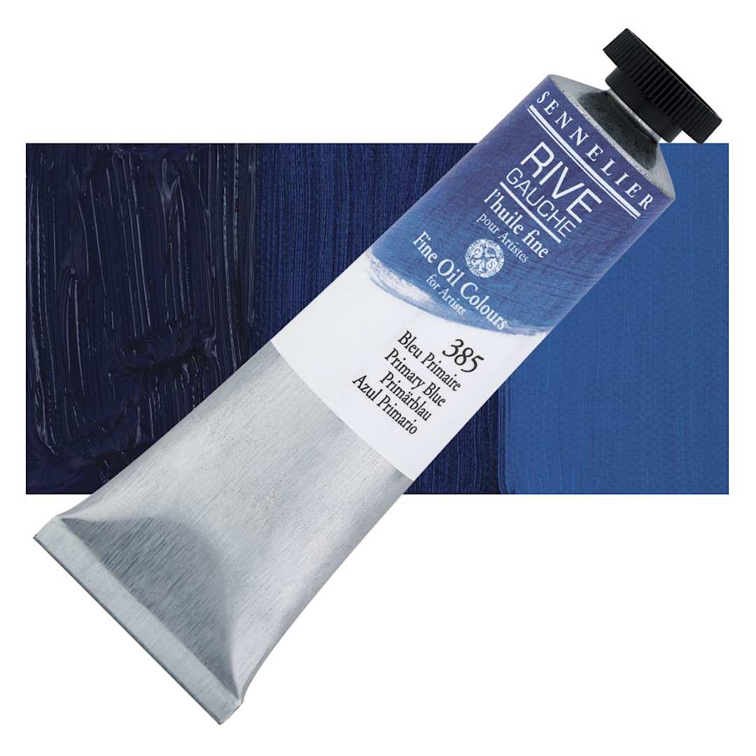 Open in modal - Sennelier Rive Gauche Artists Oil Color - Primary Blue, 40 ml tube and swatch