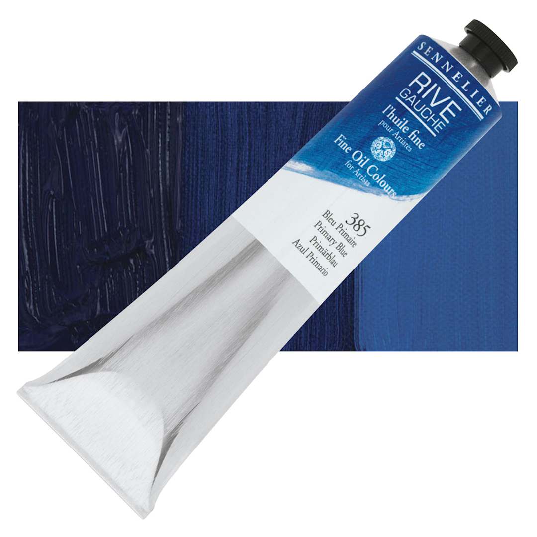 Open in modal - Sennelier Rive Gauche Artists Oil Color - Primary Blue, 200 ml tube and swatch