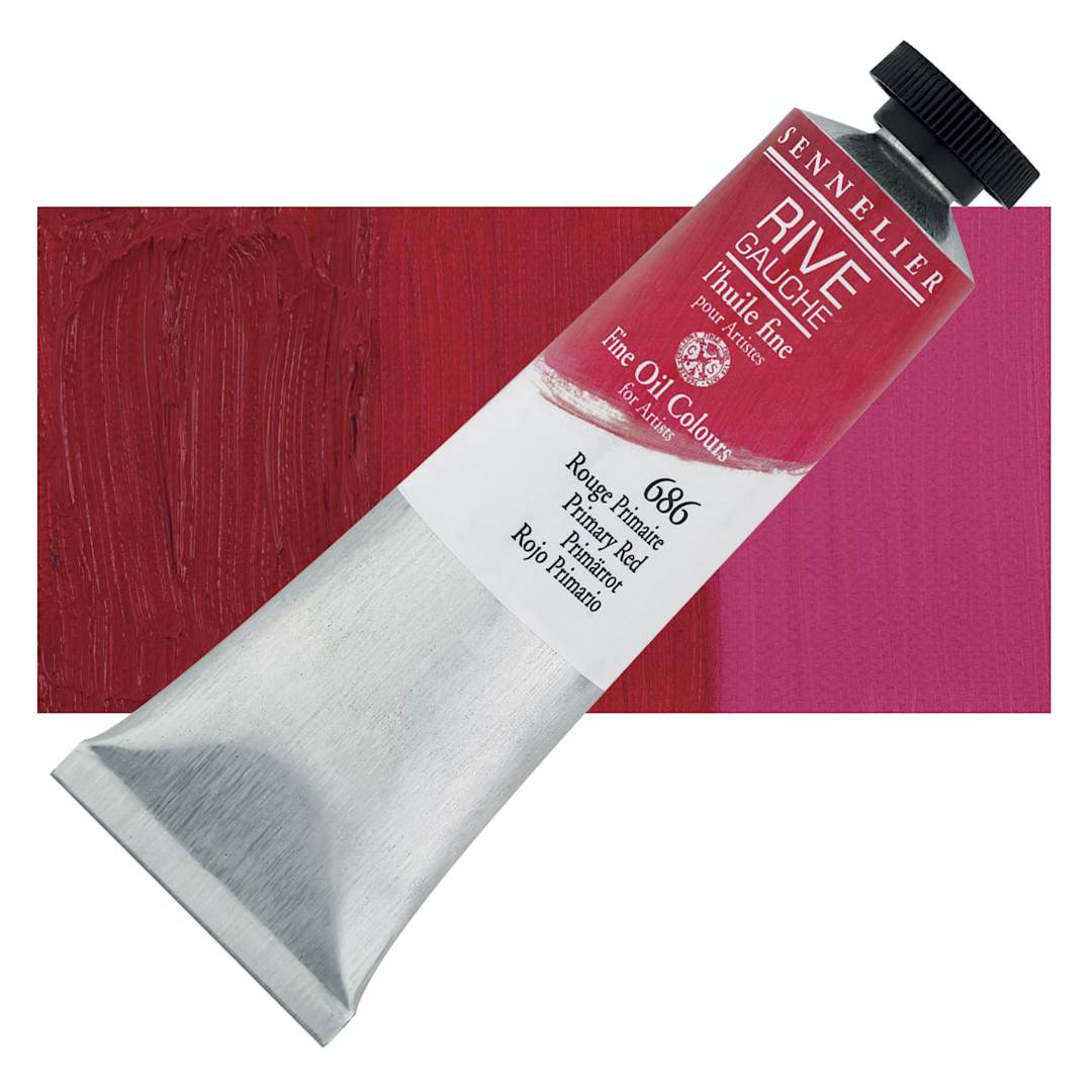 Open in modal - Sennelier Rive Gauche Artists Oil Color - Primary Red, 40 ml tube and swatch