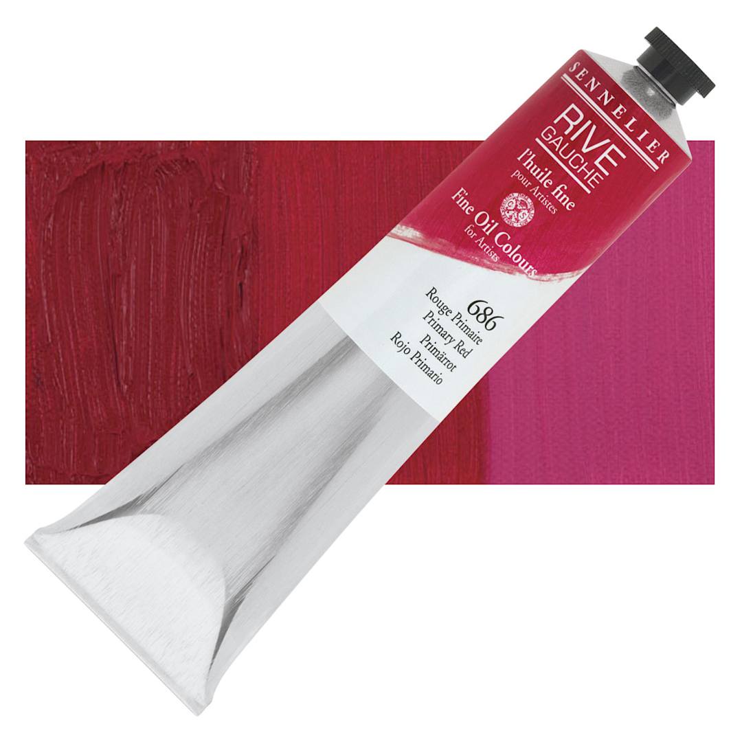 Open in modal - Sennelier Rive Gauche Artists Oil Color - Primary Red, 200 ml tube and swatch