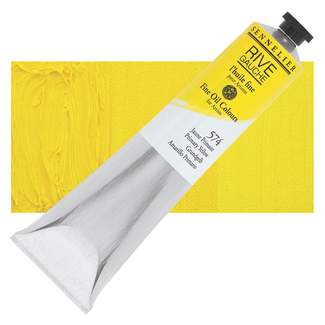 Open in modal - Sennelier Rive Gauche Artists Oil Color - Primary Yellow, 200 ml tube and swatch