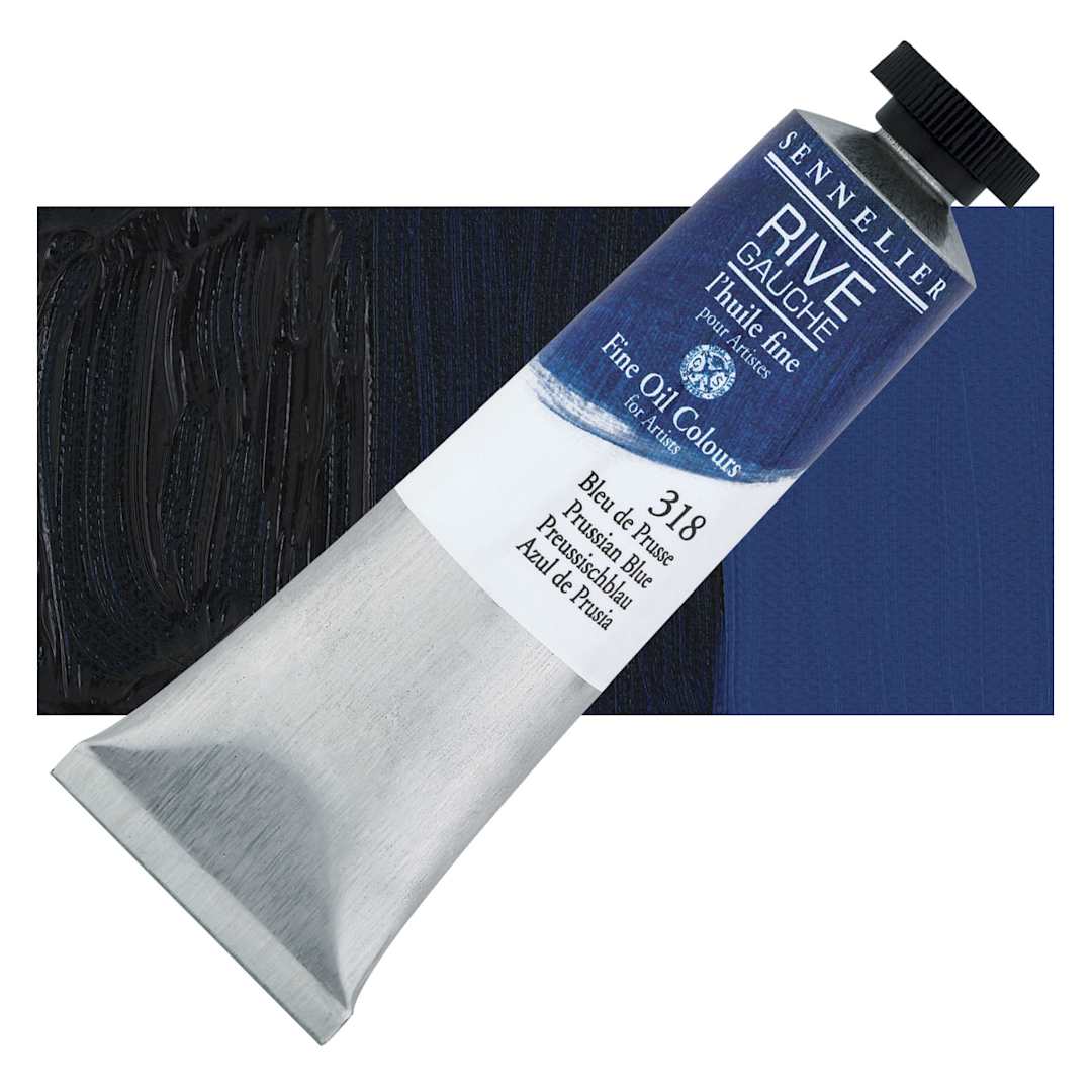 Open in modal - Sennelier Rive Gauche Artists Oil Color - Prussian Blue, 40 ml tube and swatch