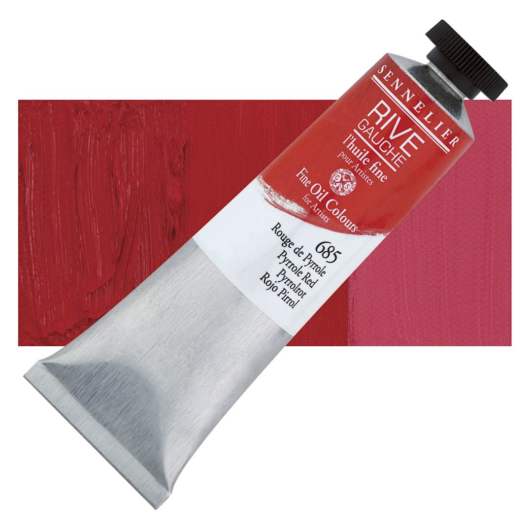 Open in modal - Sennelier Rive Gauche Artists Oil Color - Pyrrole Red, 40 ml tube and swatch