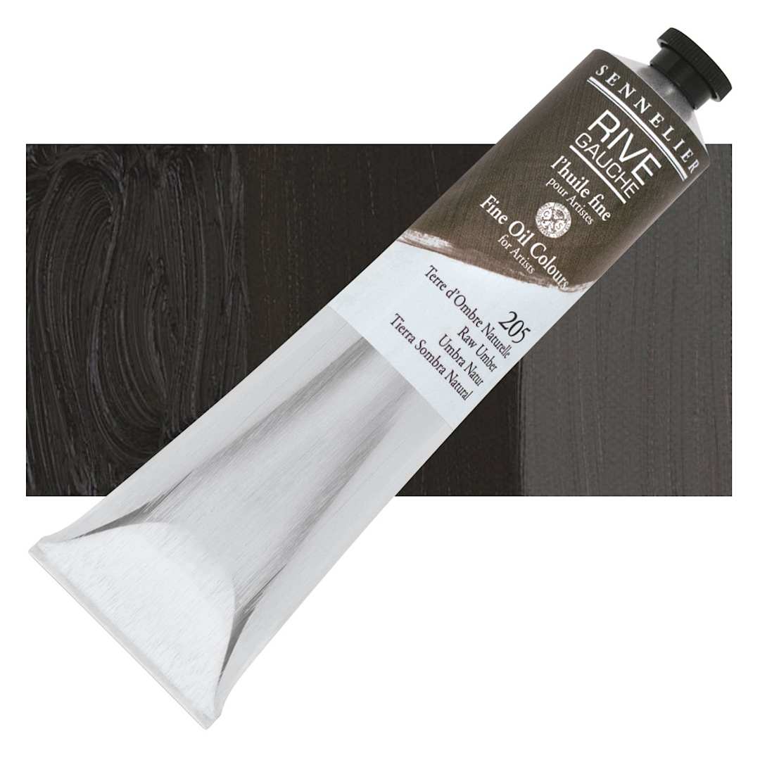 Open in modal - Sennelier Rive Gauche Artists Oil Color -  Raw Umber, 200 ml tube and swatch