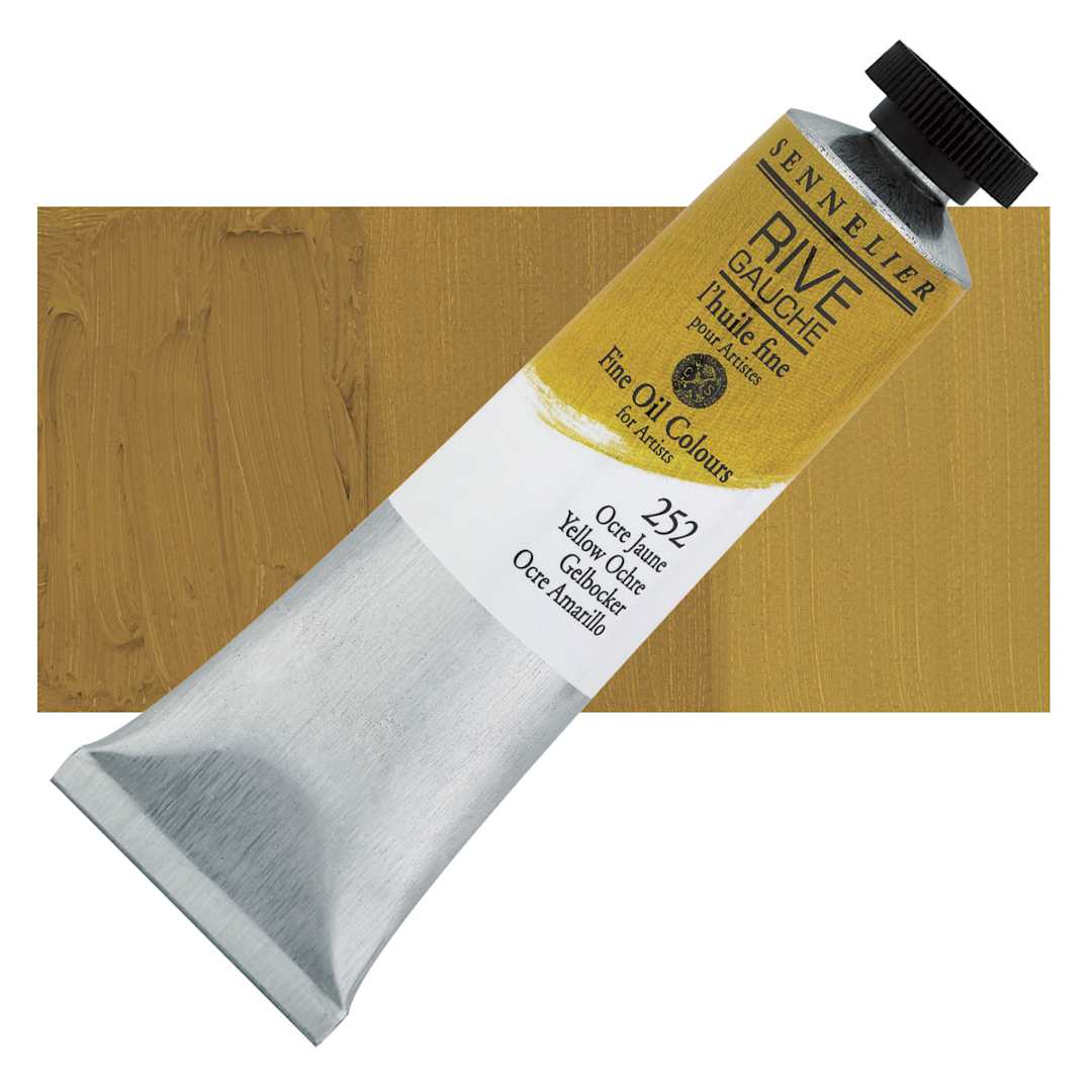 Open in modal - Sennelier Rive Gauche Artists Oil Color - Yellow Ochre, 40 ml tube and swatch