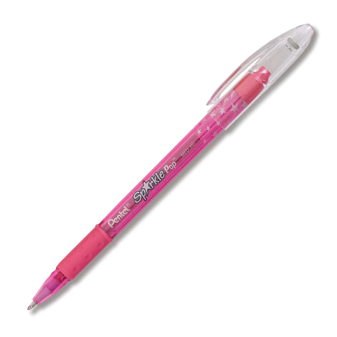 Open in modal - Pentel Sparkle Pop Pen - Pink/Pink