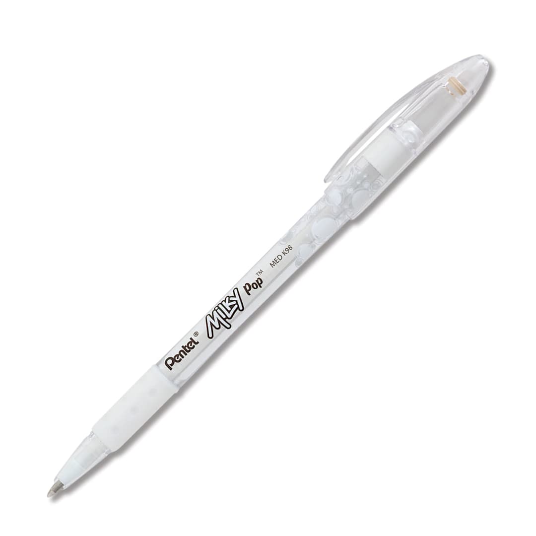 Open in modal - Pentel Milky Pop Pen Set - Angled view of White pen