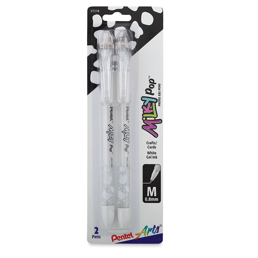 Open in modal - Pentel Milky Pop Pens - Pkg of 2, White, front of the packaging