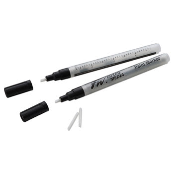 Open in modal - FW Empty Mixed Media Markers and Nibs - 2 uncapped Small Diameter Pens with Chisel Nib Tips shown