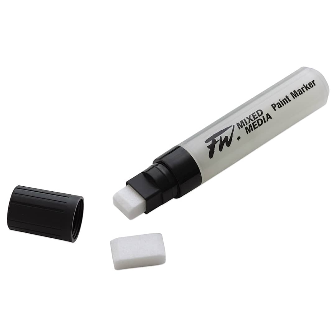 Open in modal - FW Empty Mixed Media Markers and Nibs - 1 uncapped Large Diameter Pens with Flat Nib Tip shown