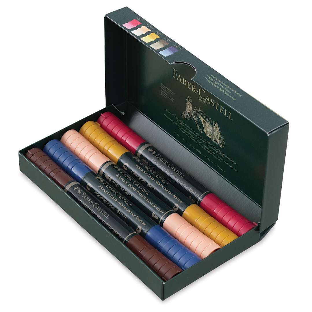 Open in modal - Faber-Castell Albrecht Dürer Watercolor Markers - Portrait Tones, Set of 5 (package open)