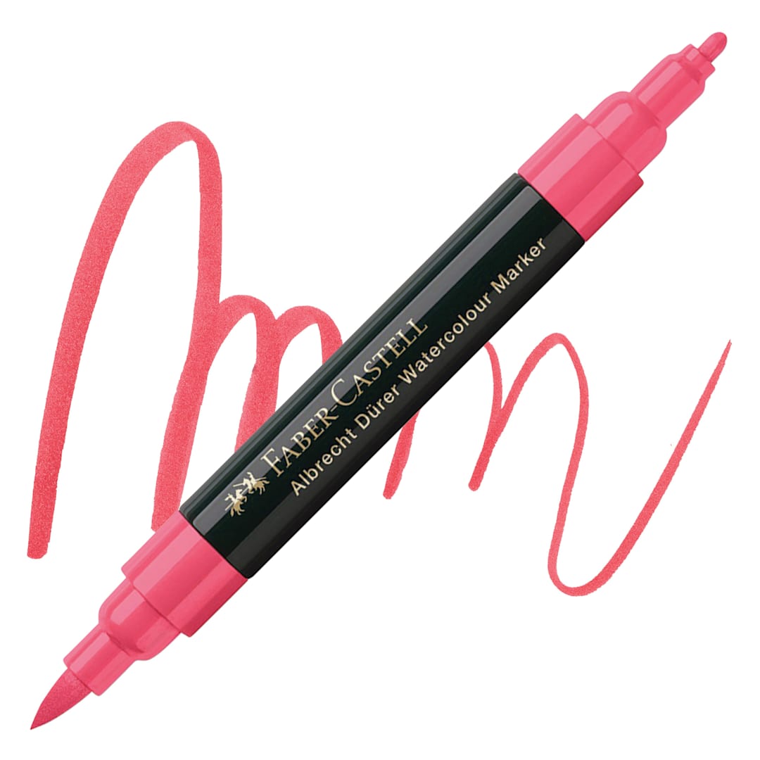 Open in modal - Faber-Castell Albrecht Dürer Watercolor Marker - Deep Scarlet Red 219 marker and swatch
