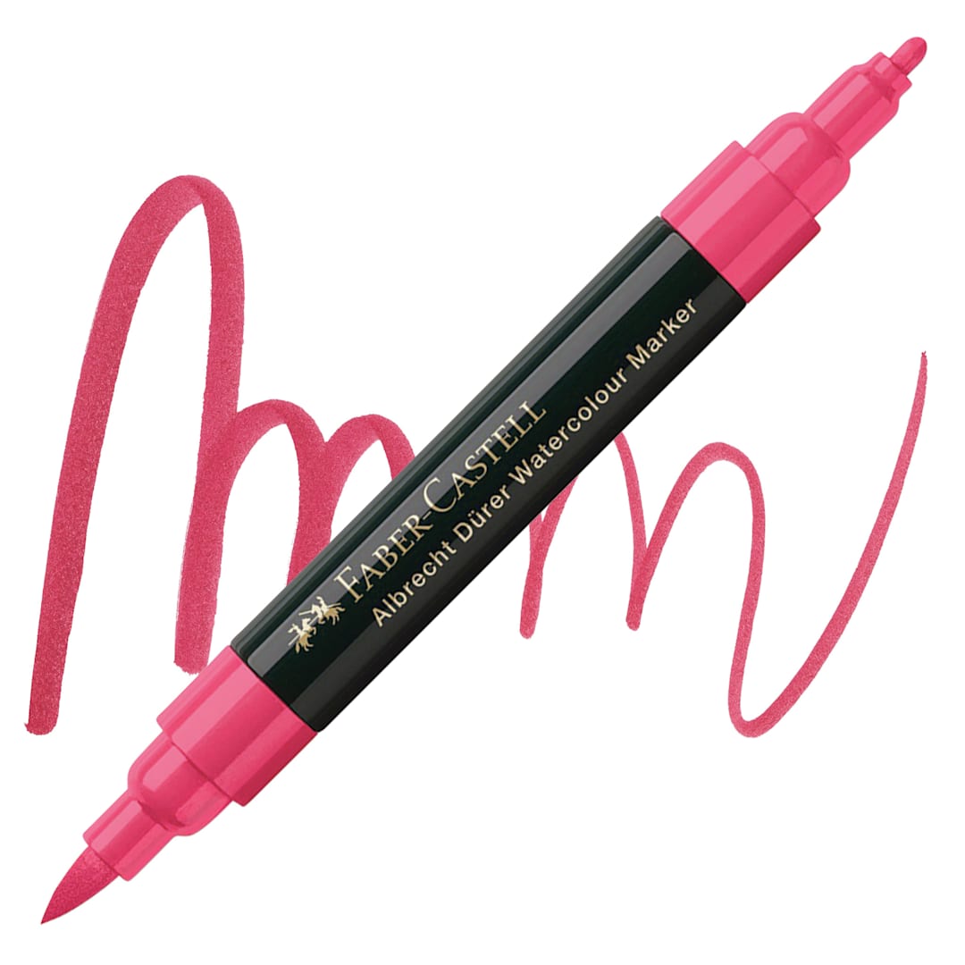 Open in modal - Faber-Castell Albrecht Dürer Watercolor Marker - Pink Carmine 127 marker and swatch