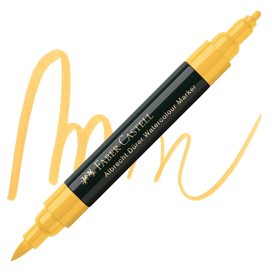Open in modal - Faber-Castell Albrecht Dürer Watercolor Marker - Dark Chrome Yellow 109 marker and swatch