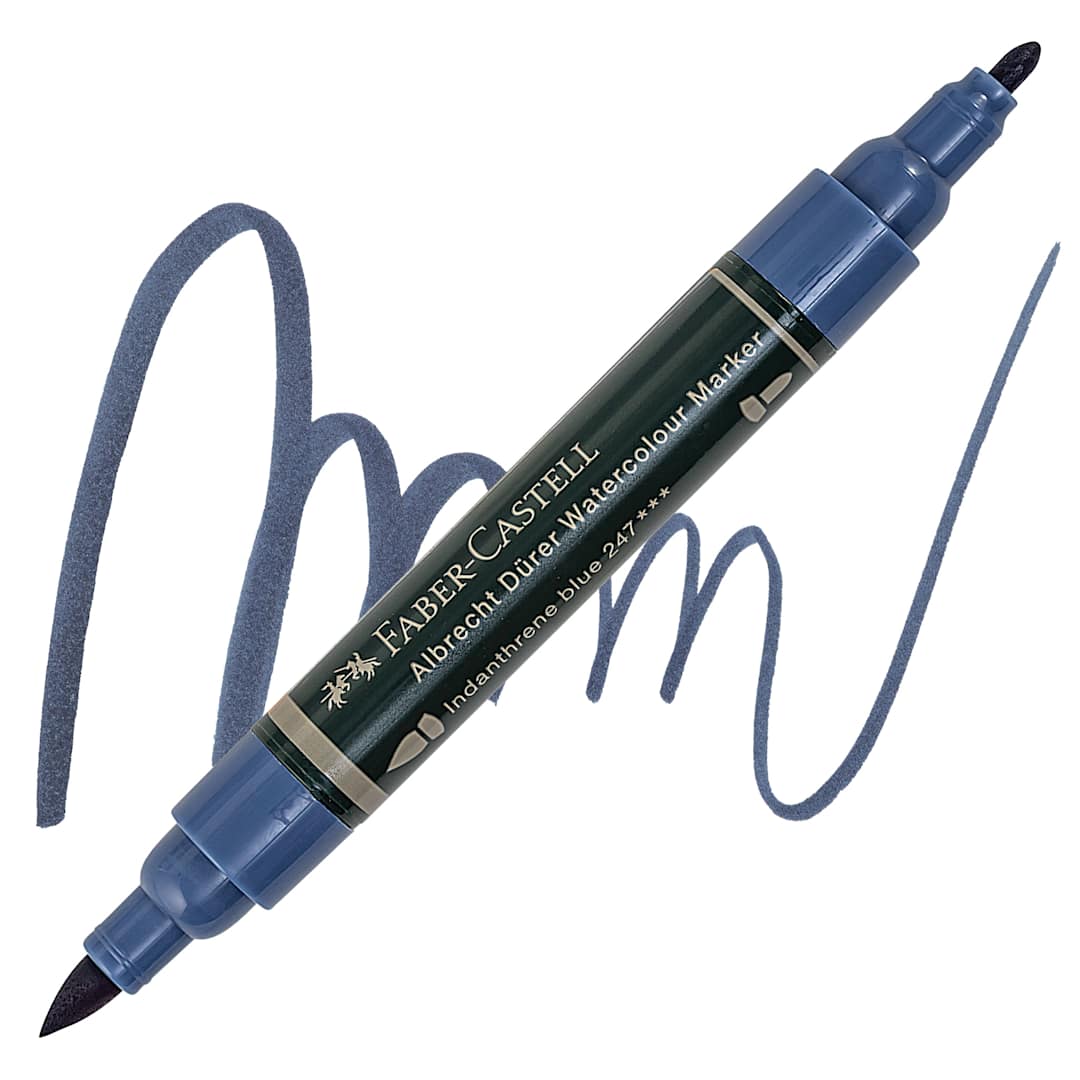 Open in modal - Faber-Castell Albrecht Dürer Watercolor Marker - Indanthrene Blue 247 marker and swatch