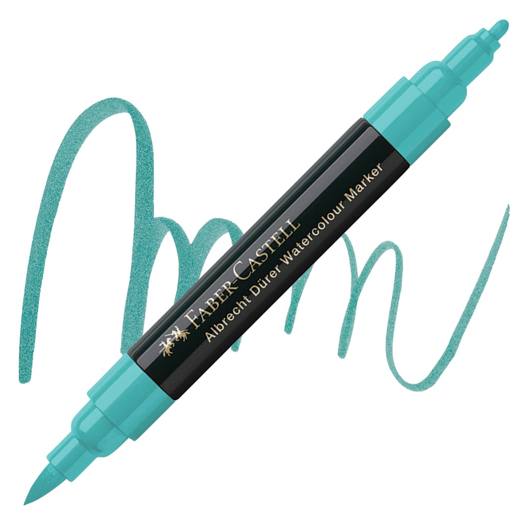 Open in modal - Faber-Castell Albrecht Dürer Watercolor Marker - Cobalt Green 156 marker and swatch