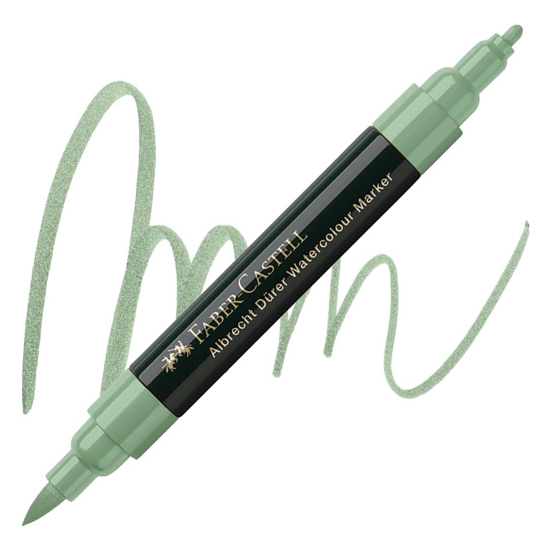 Open in modal - Faber-Castell Albrecht Dürer Watercolor Marker - Earth Green 172 marker and swatch