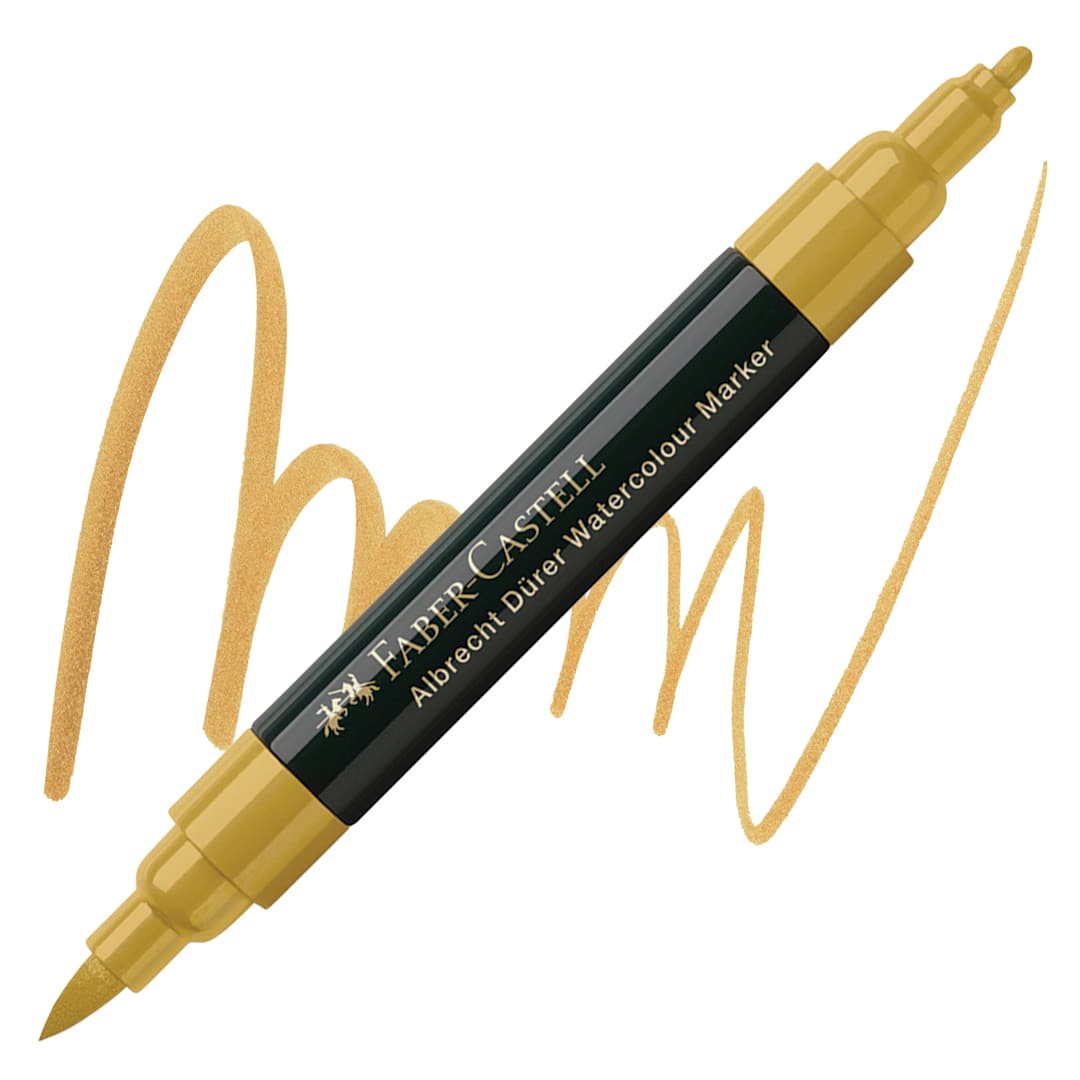 Open in modal - Faber-Castell Albrecht Dürer Watercolor Marker - Green Gold 268 marker and swatch