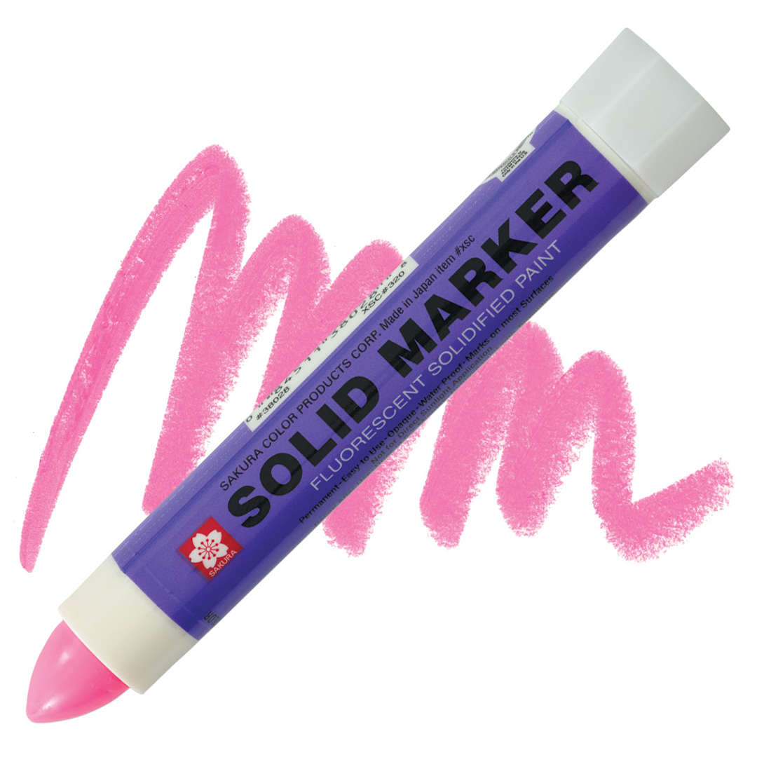 Open in modal - Sakura Solid Paint Marker - Fluorescent Pink marker and swatch