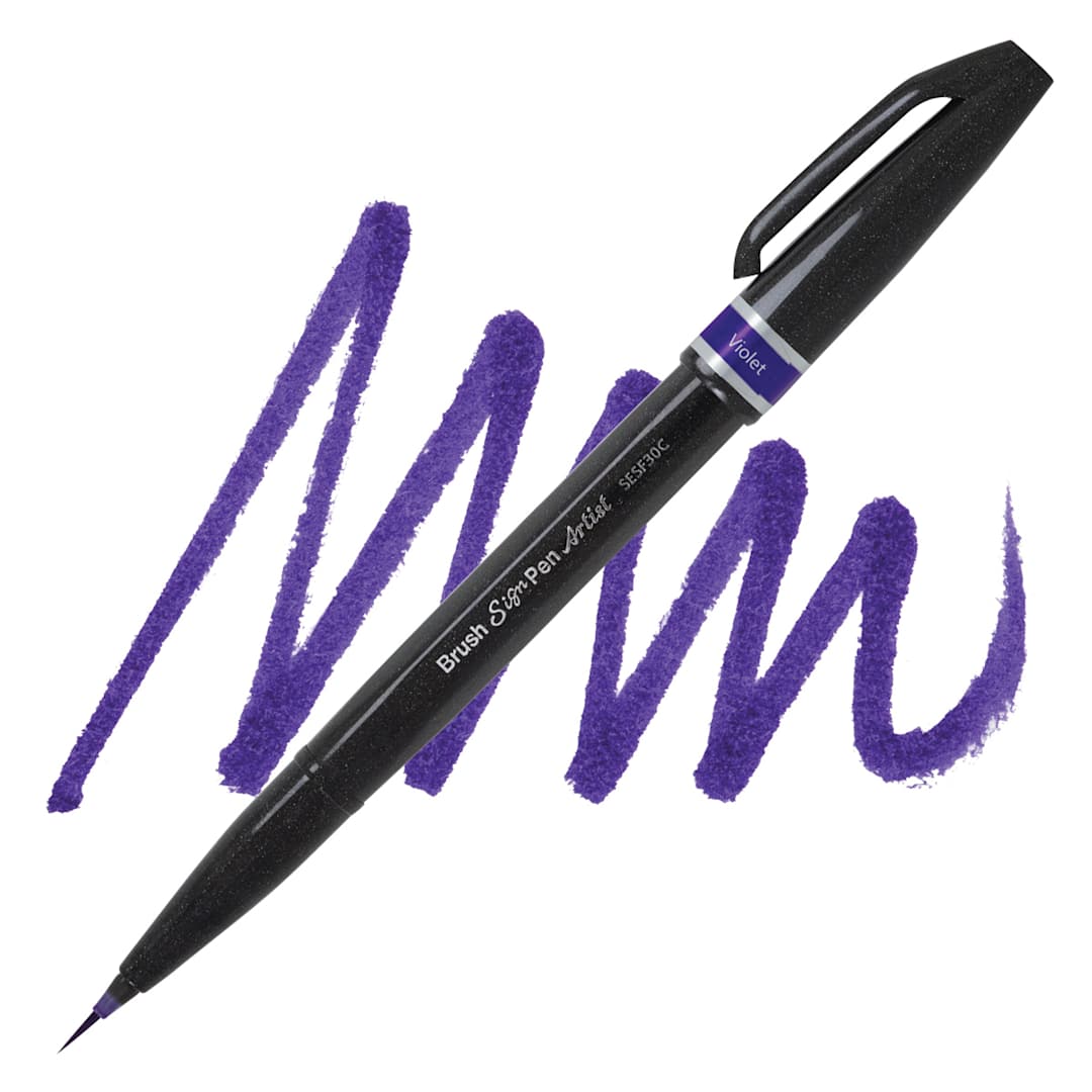 Open in modal - Pentel Arts Micro Brush Tip Sign Pen - Violet pen and swatch