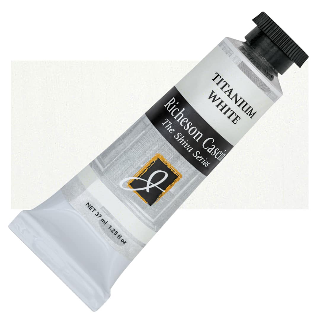 Open in modal - Richeson Casein Paint the Shiva Series - Titanium White, 37 ml tube and swatch
