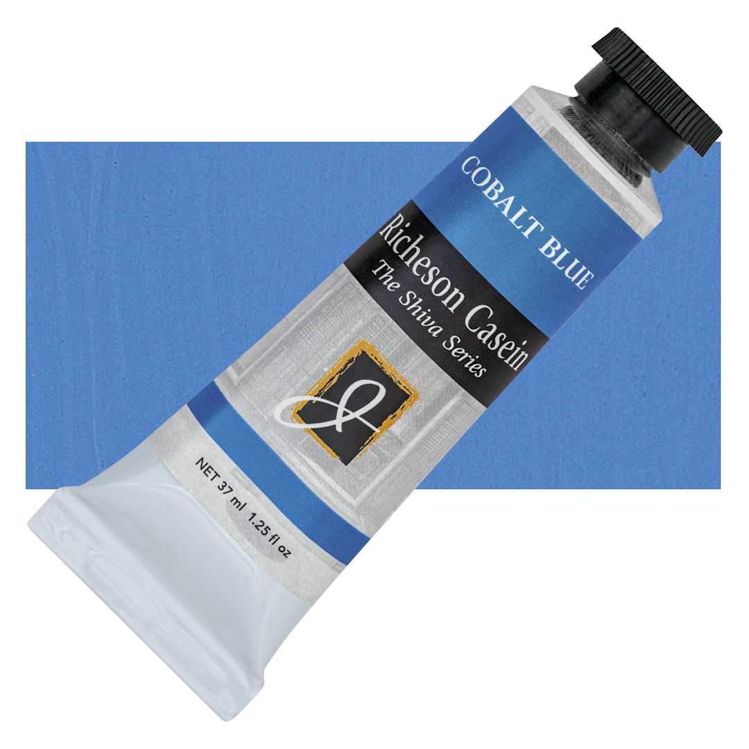 Open in modal - Richeson Casein Paint the Shiva Series - Cobalt Blue, 37 ml tube and swatch