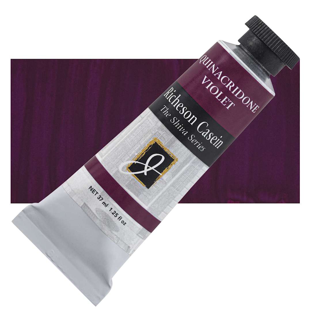 Open in modal - Richeson Casein Paint the Shiva Series - Quinacridone Violet, 37 ml tube and swatch