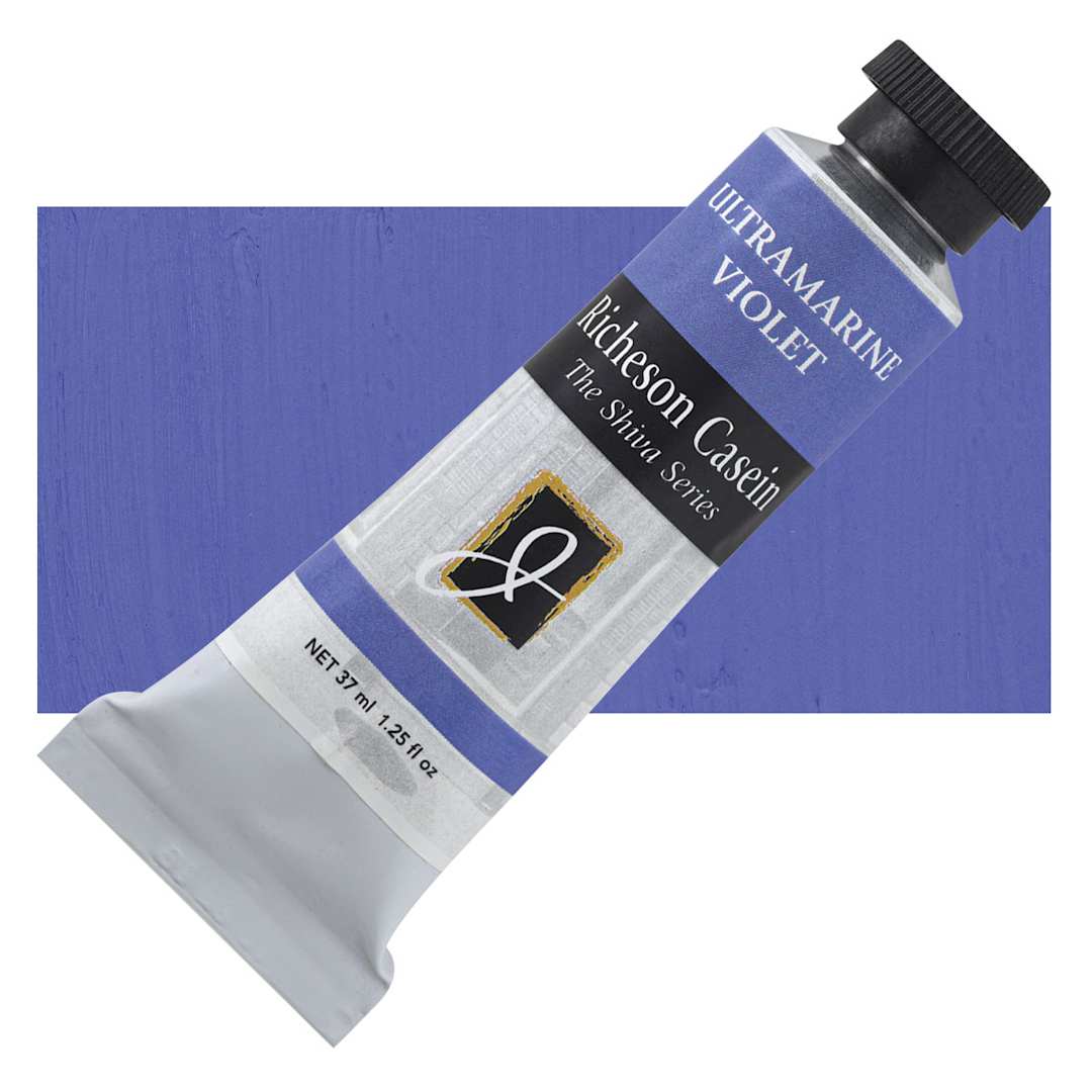 Open in modal - Richeson Casein Paint the Shiva Series - Ultramarine Violet, 37 ml tube and swatch
