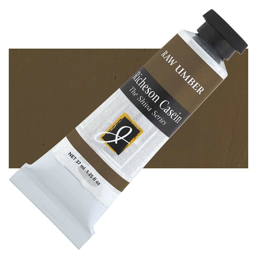 Open in modal - Richeson Casein Paint the Shiva Series - Raw Umber, 37 ml tube and swatch