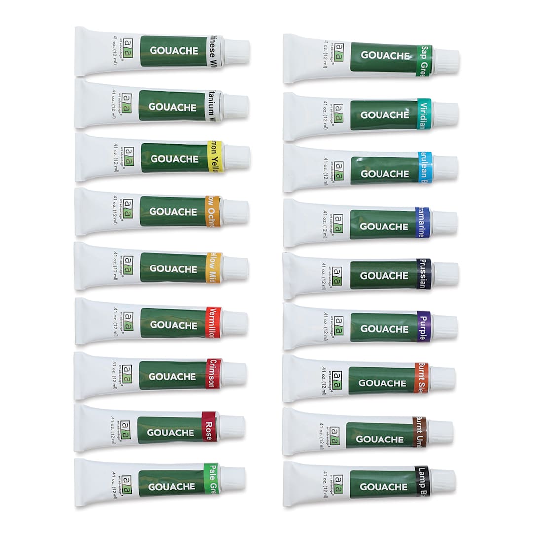 Open in modal - Art Advantage Gouache - Assorted Colors, Set of 18, 12 ml, Tubes (Out of packaging)