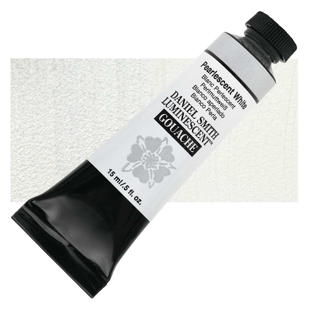 Open in modal - Daniel Smith Extra Fine Gouache - Pearlescent White, 15 ml Tube and swatch
