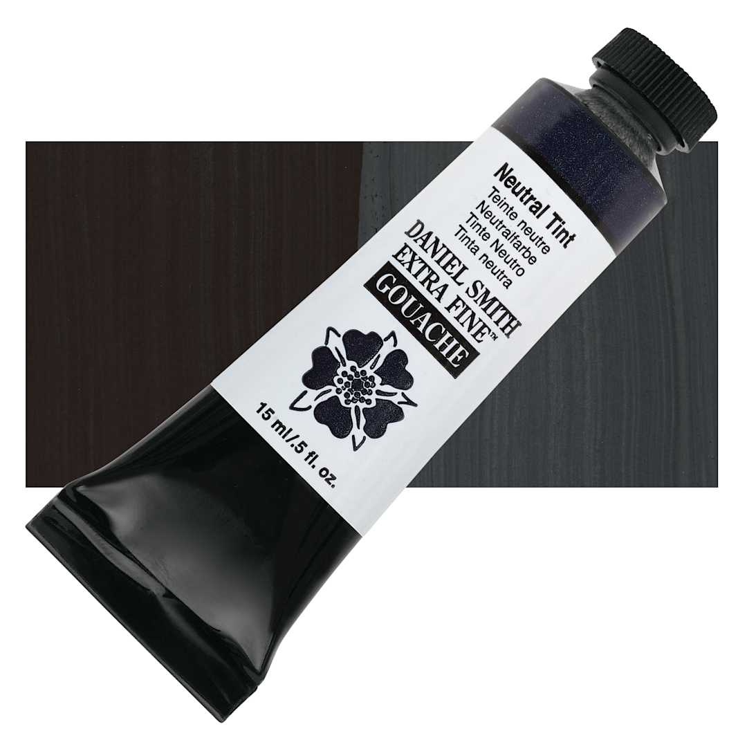 Open in modal - Daniel Smith Extra Fine Gouache - Neutral Tint, 15 ml Tube and swatch