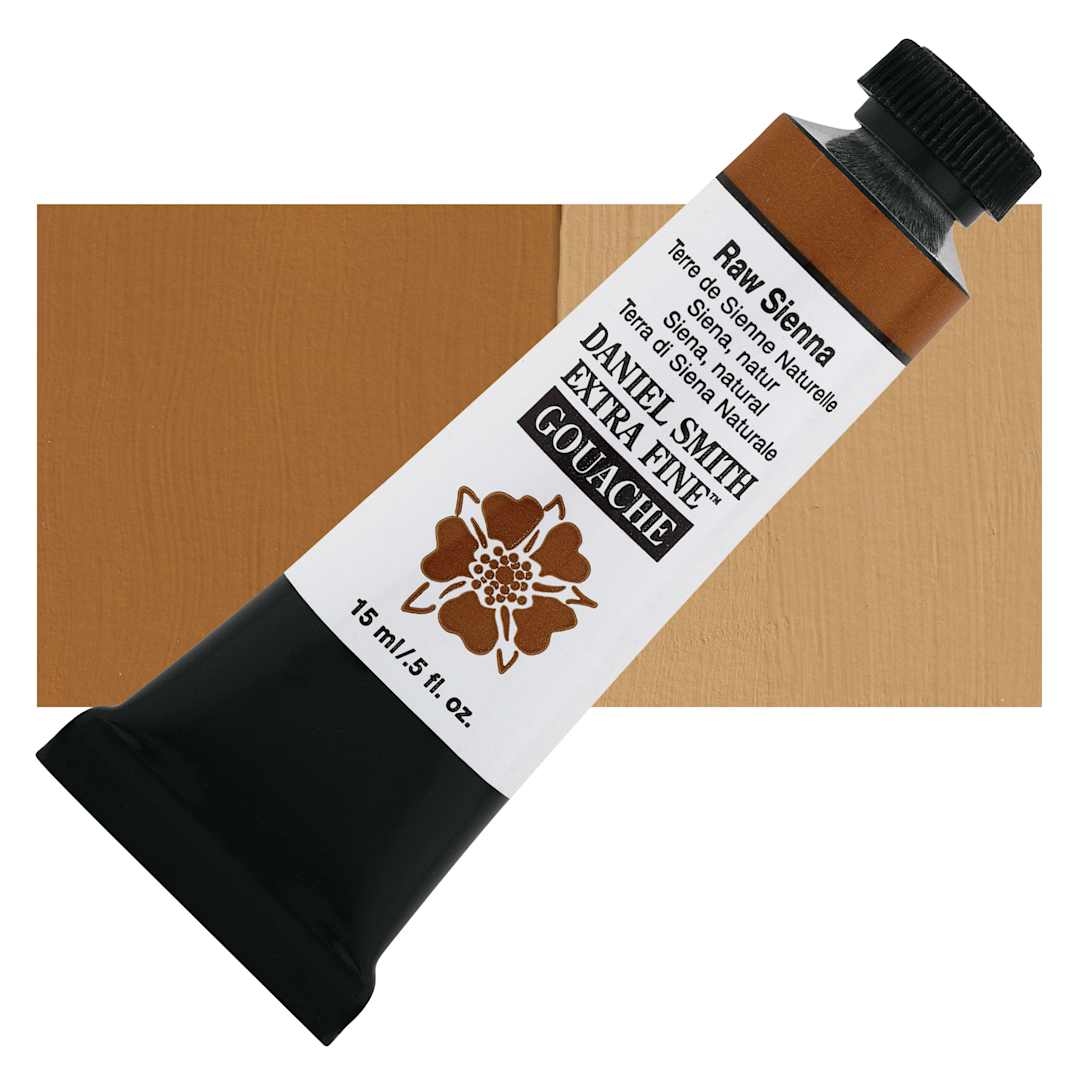 Open in modal - Daniel Smith Extra Fine Gouache - Raw Sienna, 15 ml Tube and swatch