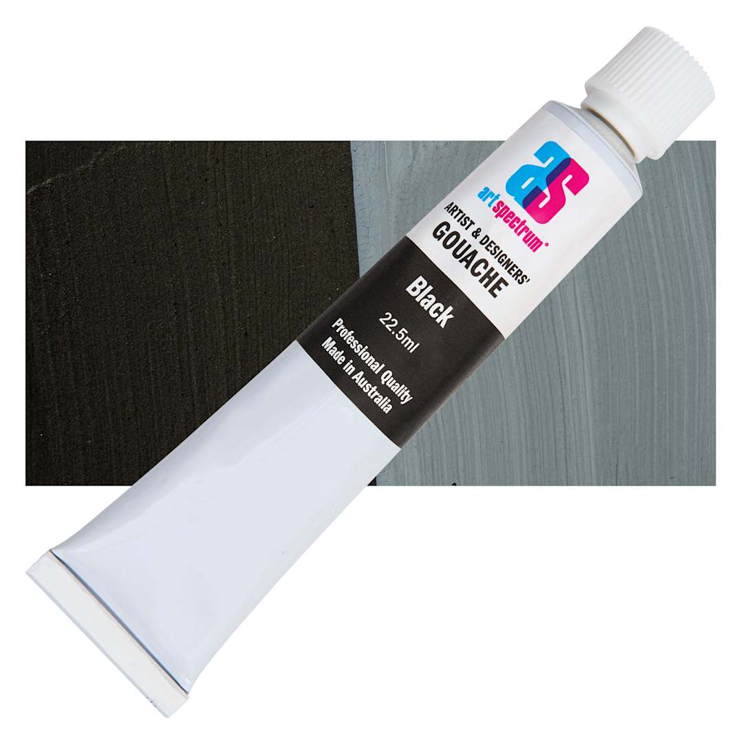 Open in modal - Art Spectrum Artists' Gouache - Black, 22.5 ml tube and swatch