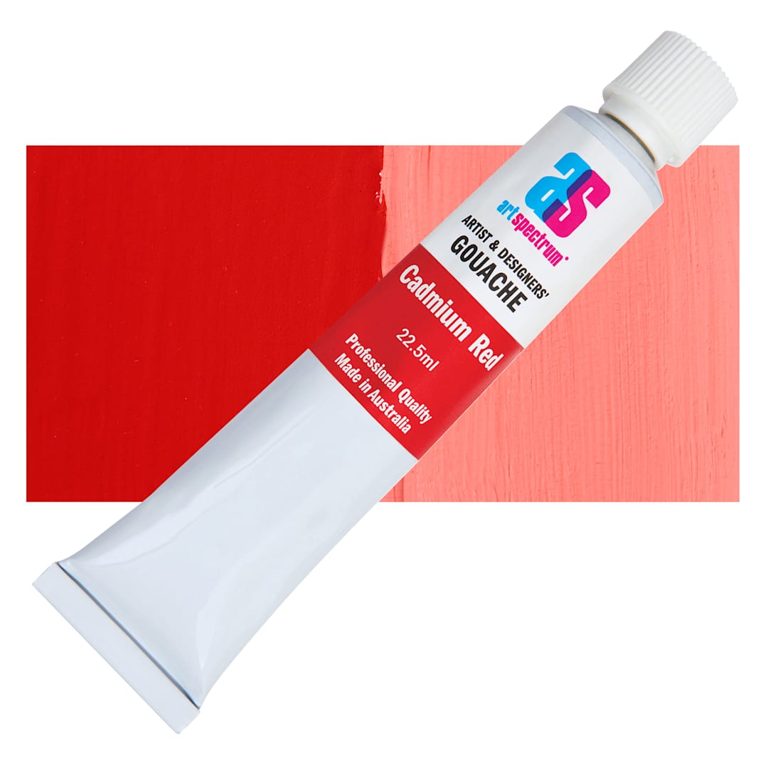 Open in modal - Art Spectrum Artists' Gouache - Cadmium Red, 22.5 ml tube and swatch